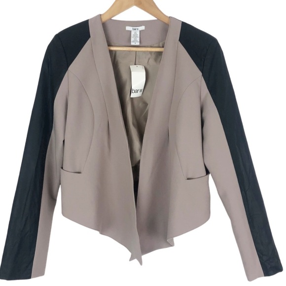New with tag Bar III Women’s Blazer Faux Leather Trim Cardigan Jacket - Picture 4 of 16